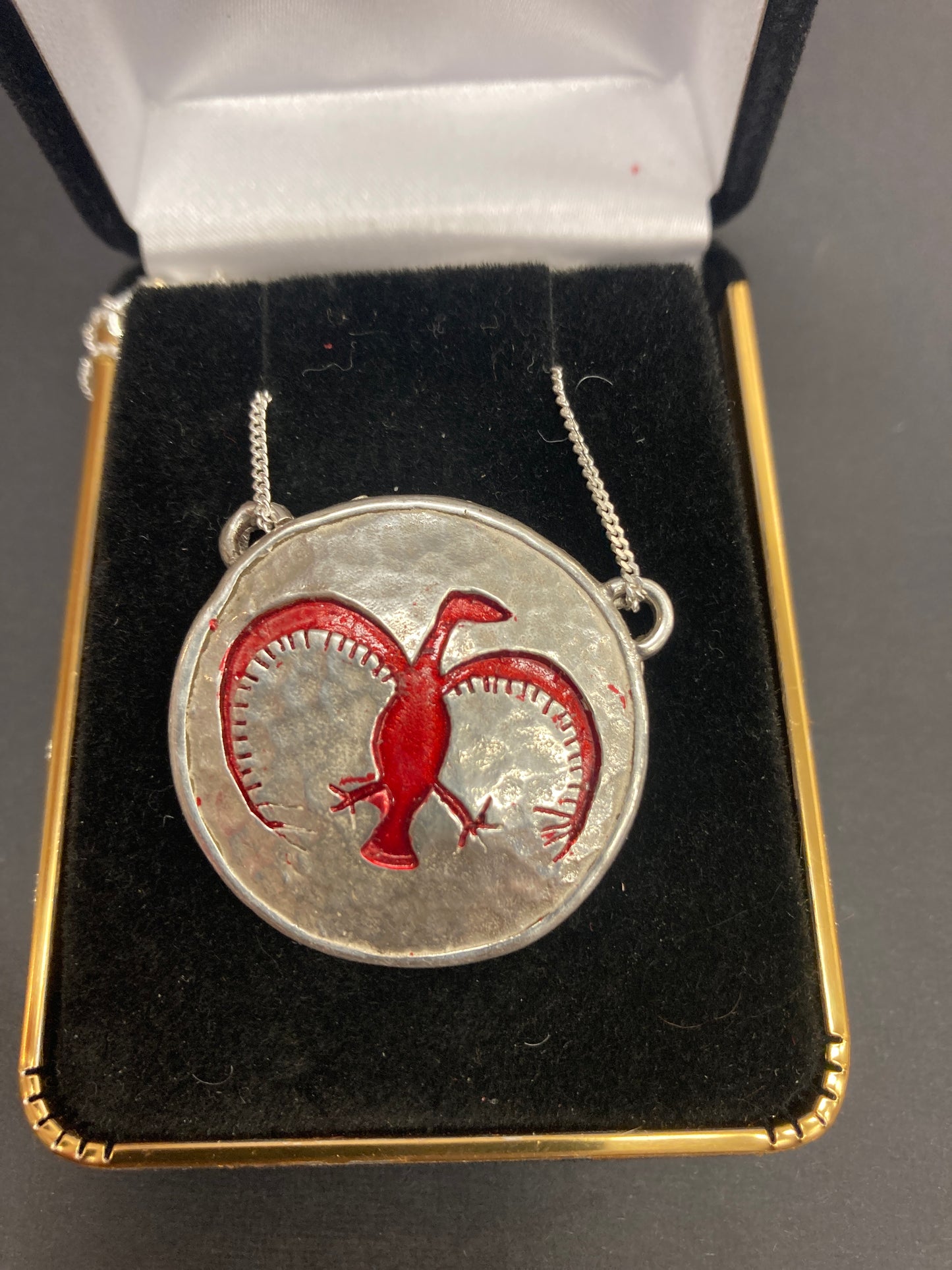 Pendant - Silver Pictograph Red Thunderbird