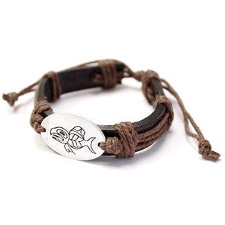 Leather/Pewter Bracelet