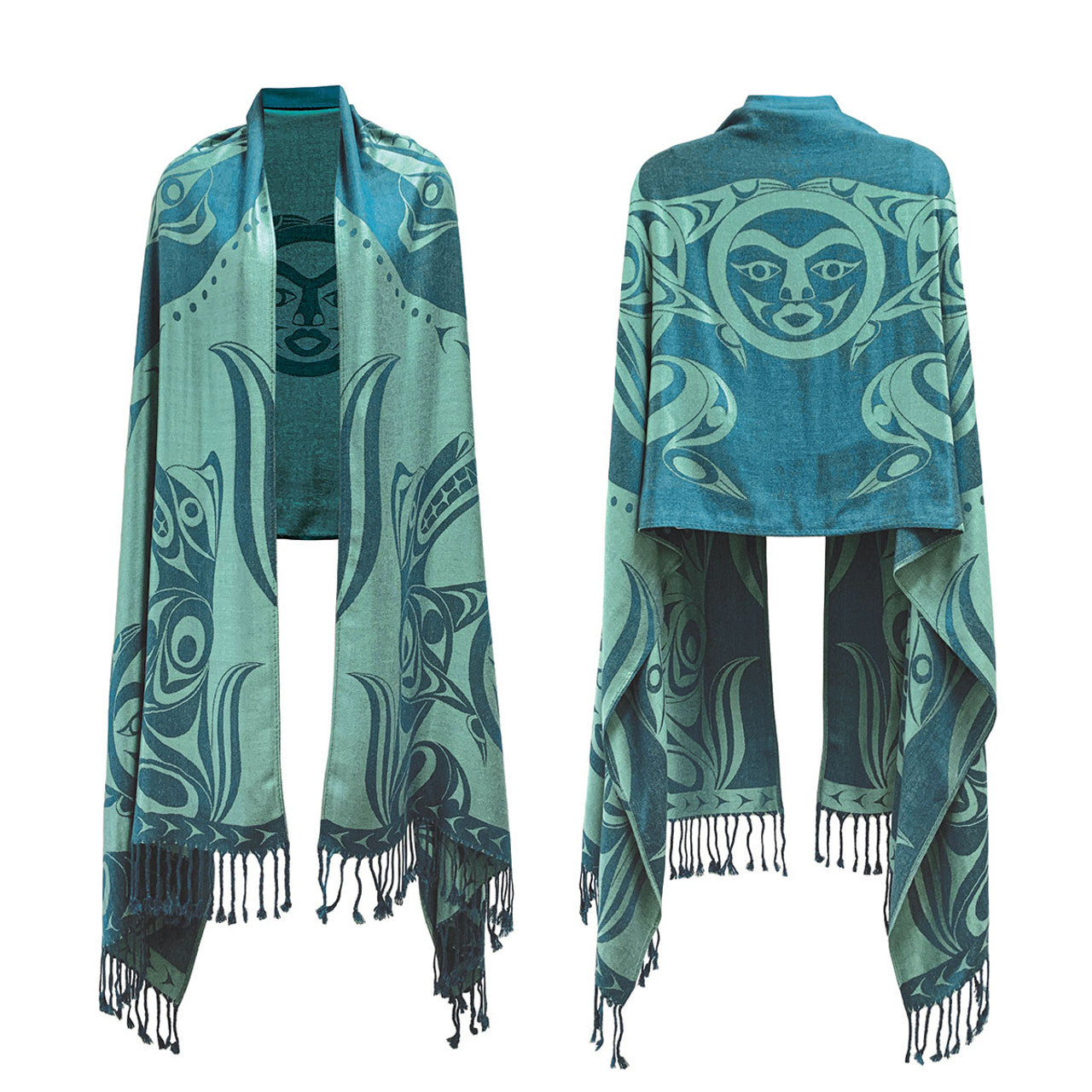 Shawl - Wolves and Full Moon by Simone Diamond