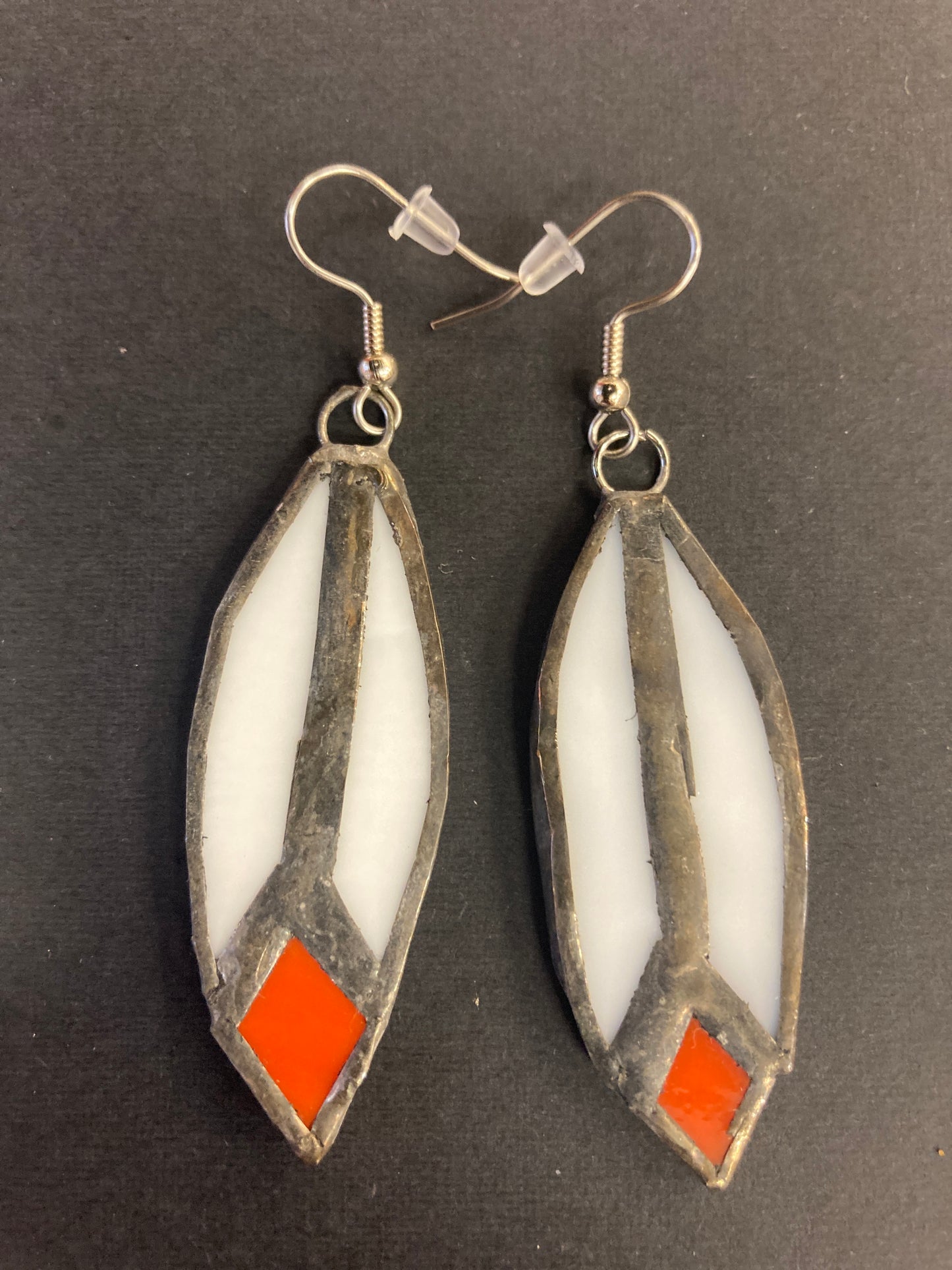 Earrings - Feather Stained Glass - $30