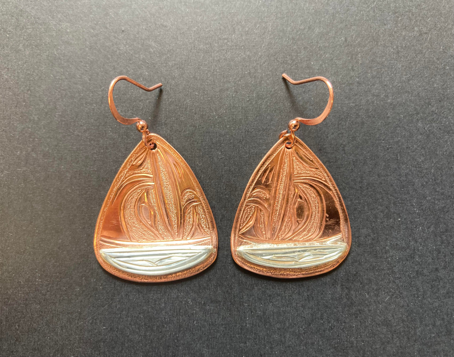 Earrings - Silver line Copper Hummingbird