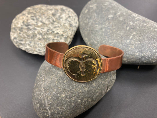 Bracelet - Copper Cuff- Bird Pictograph