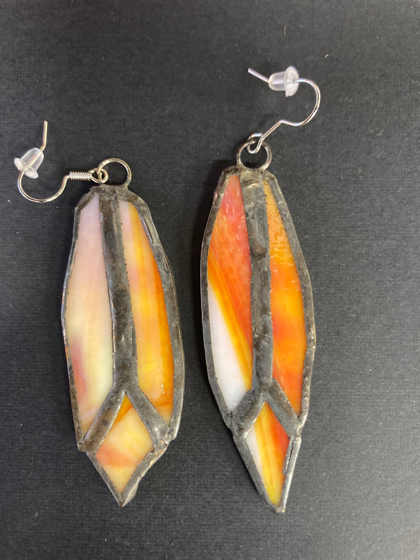 Earrings - Feather Stained Glass - $30