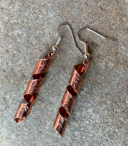 Earrings - Copper Spiral Eagle