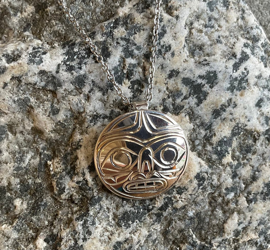 Pendant - Silver Round - Moon - Paddy Seaweed