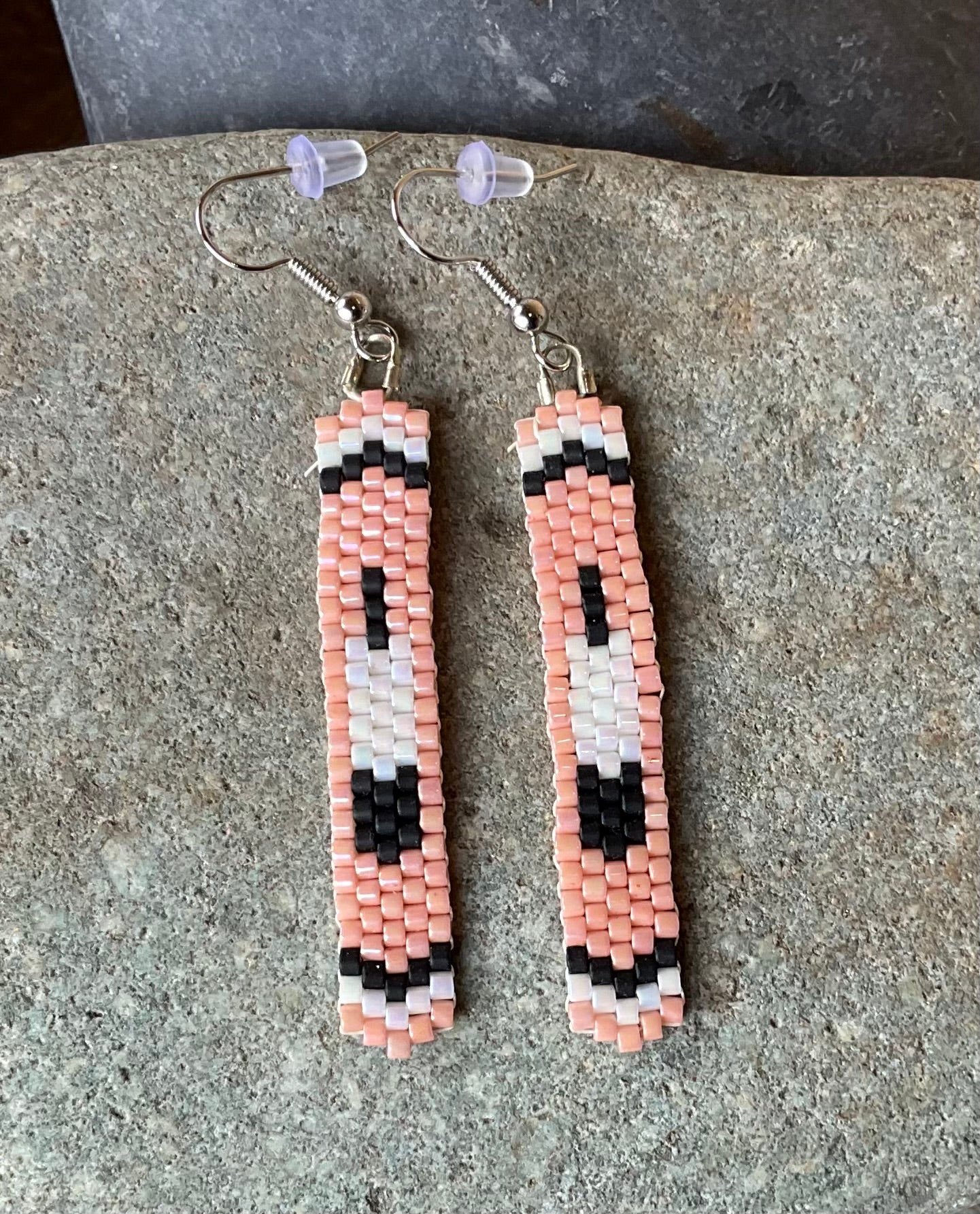 Earrings - Beaded Woven Peach