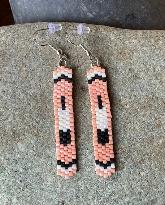 Earrings - Beaded Woven Peach