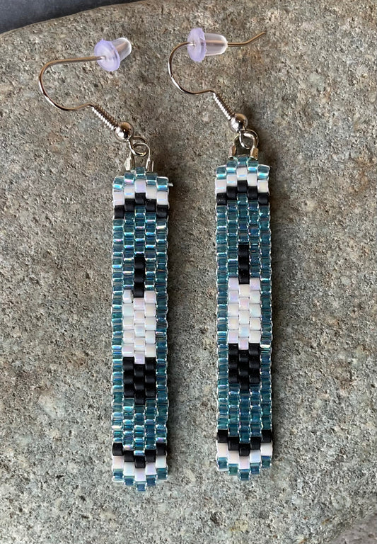 Earrings - Beaded Woven Blue