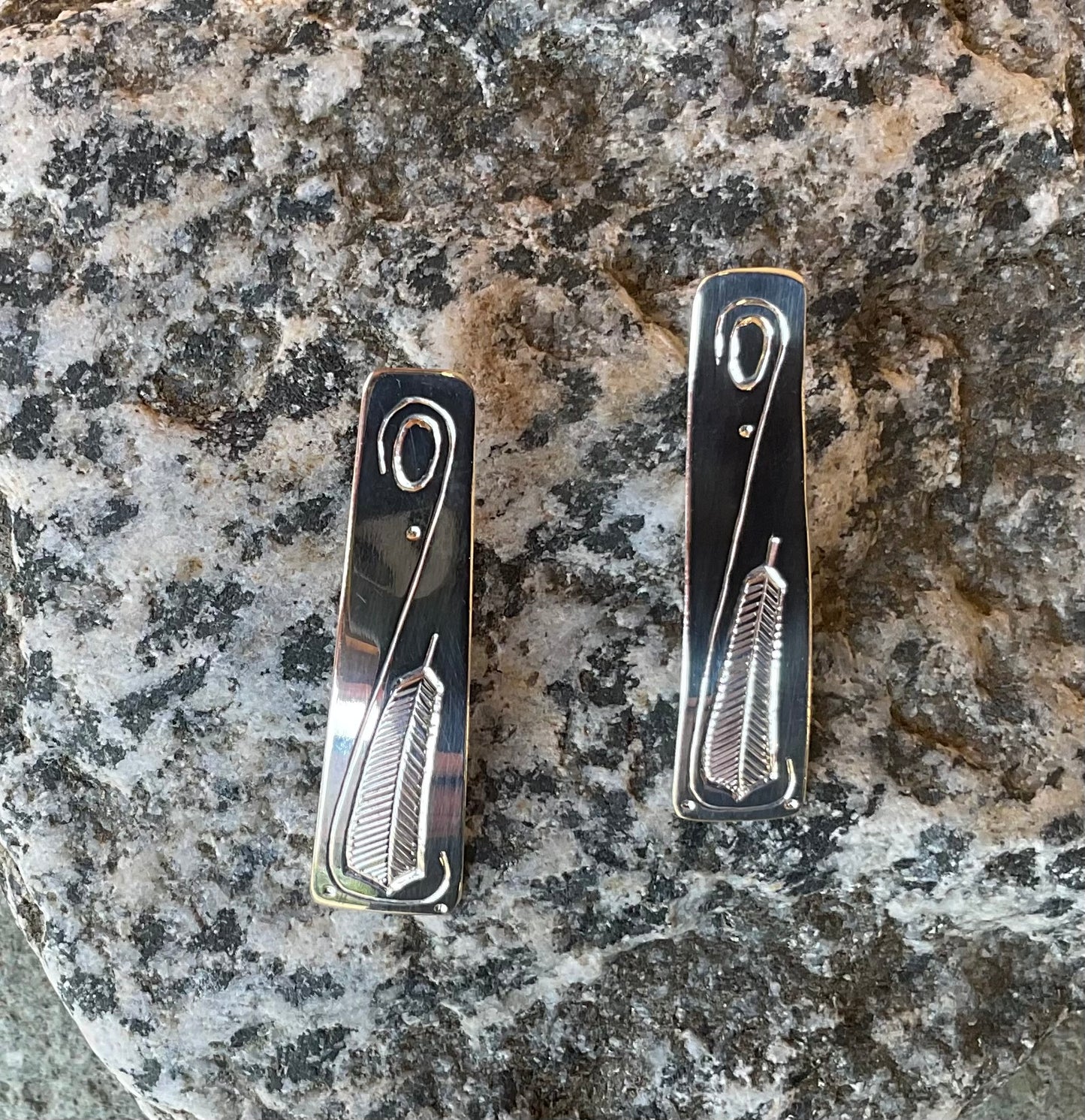 Earrings - Silver Feather Stud