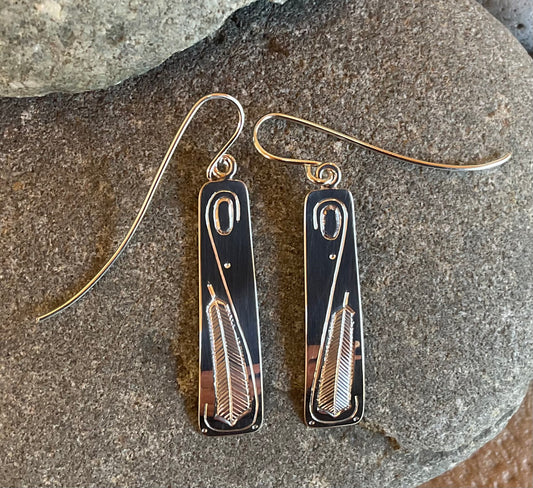 Earrings - Silver Feather w/hook