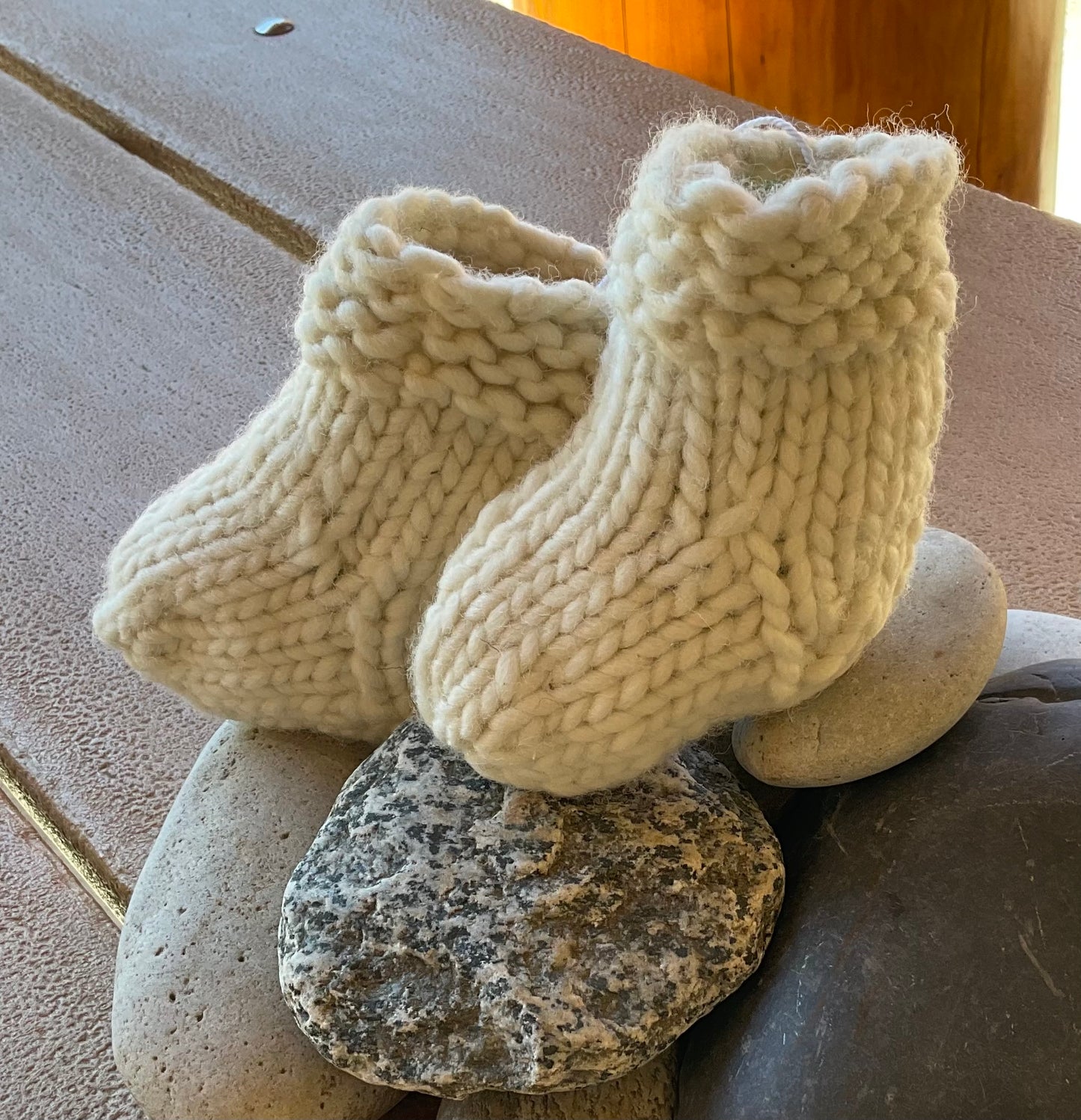 Baby Booties - Hand Knit Cowichan Wool