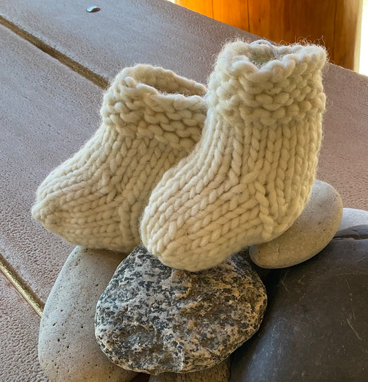 Baby Booties - Hand Knit Cowichan Wool