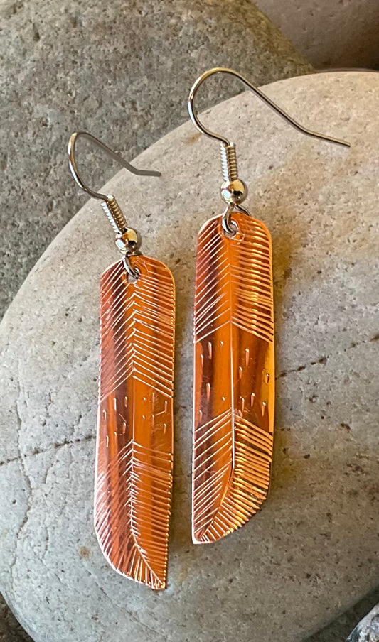 Earring - Small Copper Eagle Feather