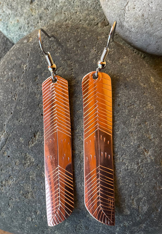 Earring - Large Copper Eagle Feather