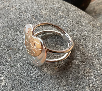Ring - Silver & Gold Heart Salish Thunder Designs