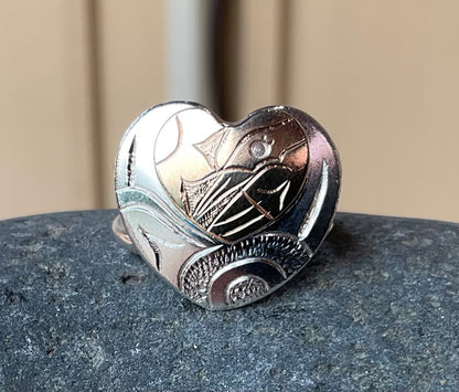 Ring - Silver & Gold Heart Salish Thunder Designs