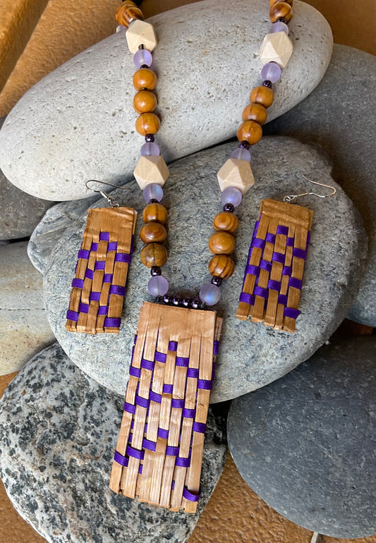 Woven Cedar Jewellery Set - Purple by Crystal Chapman