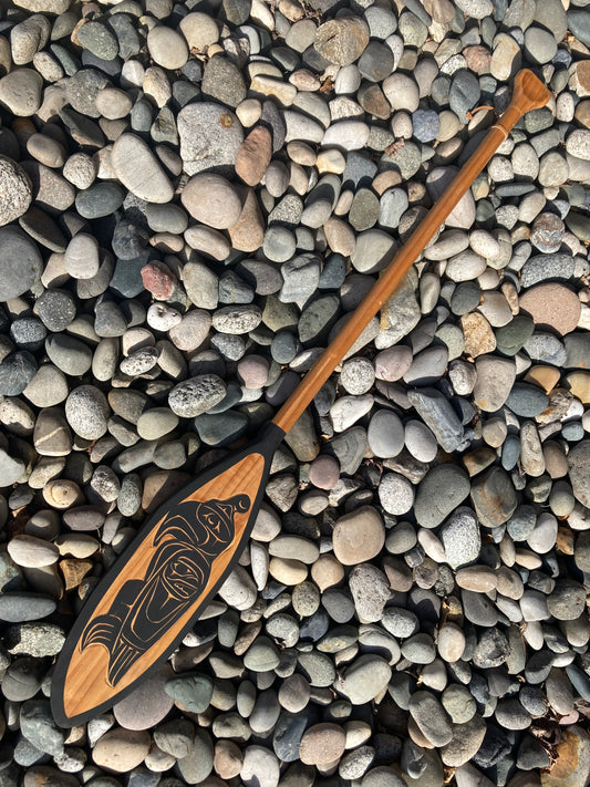 Carved & Painted - Paddle Black Eagle