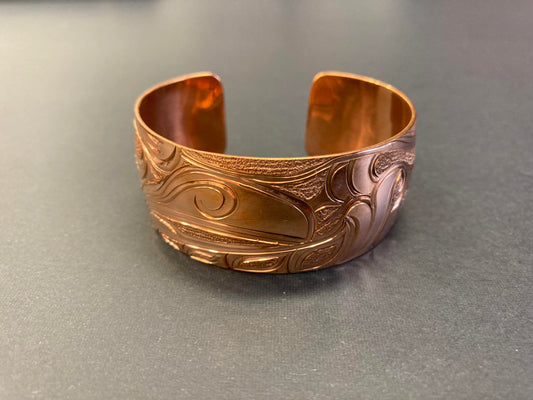 Bracelet - 1 inch Copper Cuff - Raven Stealing Sun