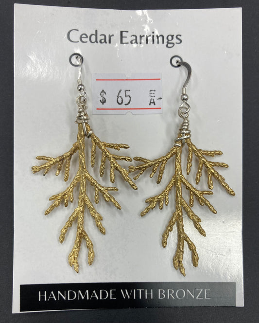 Earrings - Medium Bronze Cedar Boughs