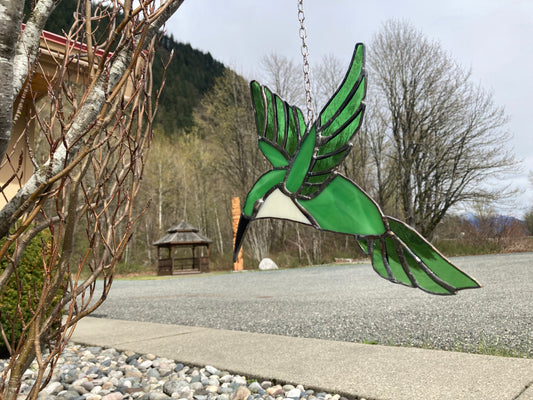 Stained Glass Hummingbird - green