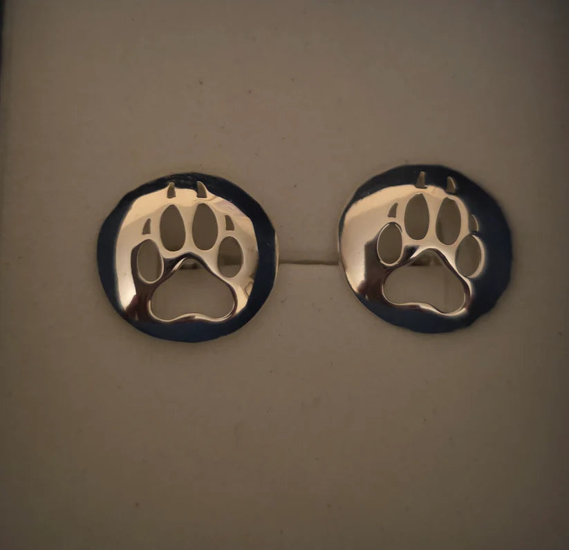 Earrings - Wolf Paw Stud - Cut-Out